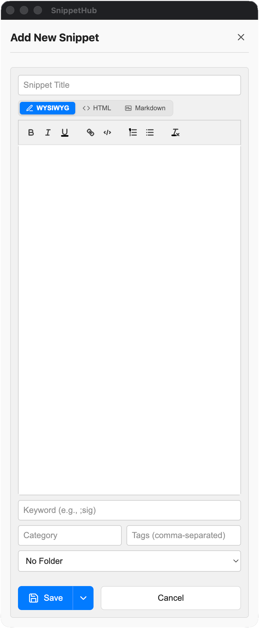 SnippetHub Snippet Editor